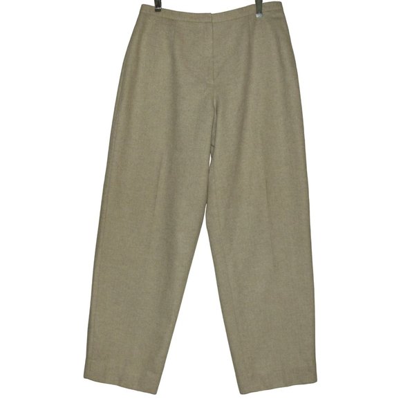 Liz Claiborne 14 Wool Blend Pants beige herringbone textured high rise dress pts - Picture 1 of 7
